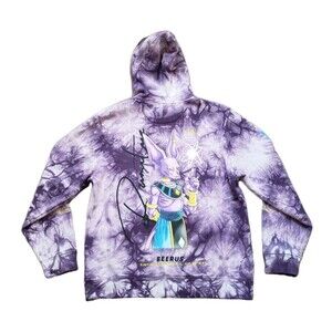 Primitive X Dragon Ball Super Beerus Size Medium Mens Purple Tie Die Hoodie